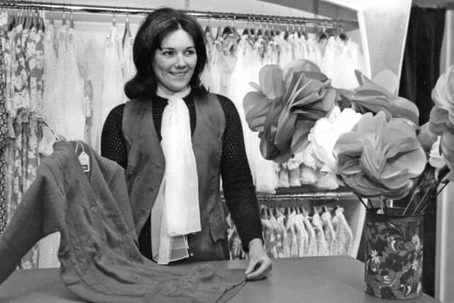 Working in the ladies fashion department of Binns, in South Shields, in February 1970.
