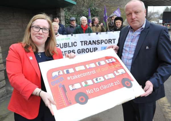 MP's Emma Lewell-Buck and Stephen Hepburn with Public Transport Users Group campaigners