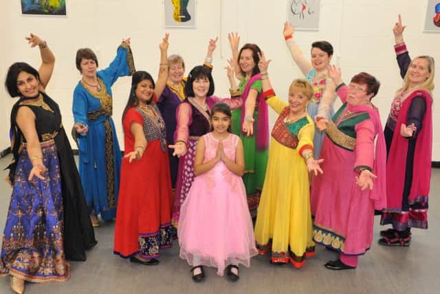 Bollywood dancers from the Hindu Nari Sangh group at The Customs Space, South Shields.