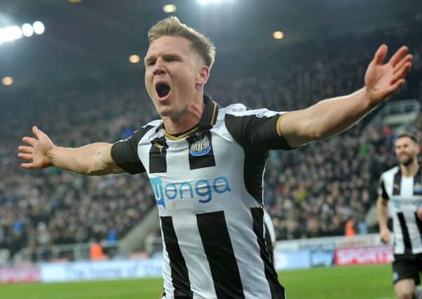 Matt Ritchie celebrates putting Newcastle 2-1 up in last night's draw against QPR. Picture by Frank Reid