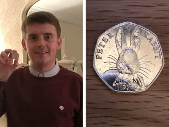 Caoln McGinley, pictured with the coin he found