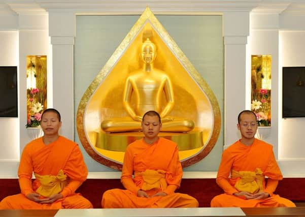 (left to right) Para Ar Garn Anocha, Para Ar Garn Parnchanok and Para Ar Garn Thada in the Meditation room. Picture by FRANK REID