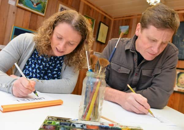 Calligrapher Angela Reed and artist Graham Hodgson are running skills workshops which go hand in hand with each other's style.