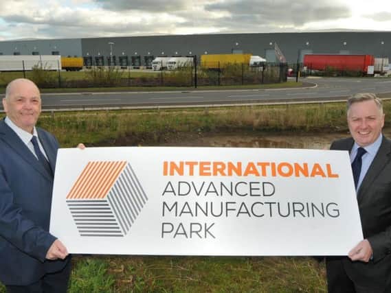 Council leaders Coun Paul Watson (left) and Coun Iain Malcolm at the IAMP site
