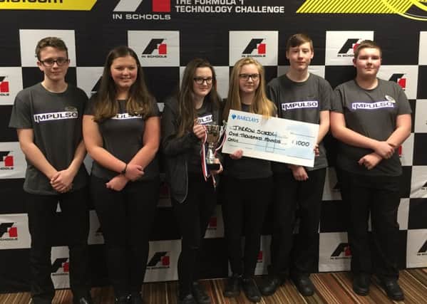 The Impulso team from Jarrow School who took first place in the Development Class in the regional finals of the F1 in Schools STEM Challenge National competition.