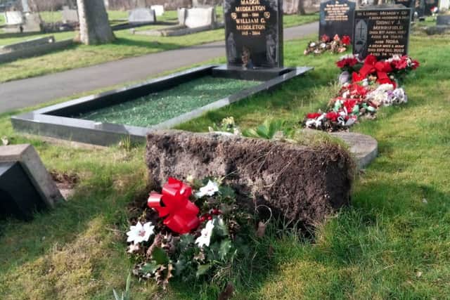 Damage caused to graves at Hebburn Cemetery