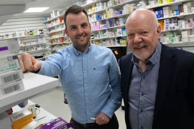 Flagg Court Pharmacy has been nominated for a Best of Health Award
.
From left, phamacists James Tully and Tony Schofield.