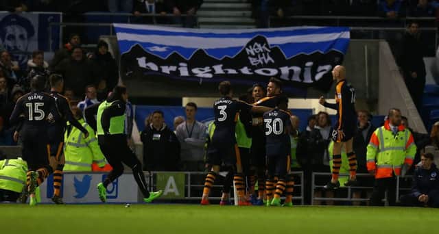 Newcastle celebrate Ayoze Perez's winning goal
