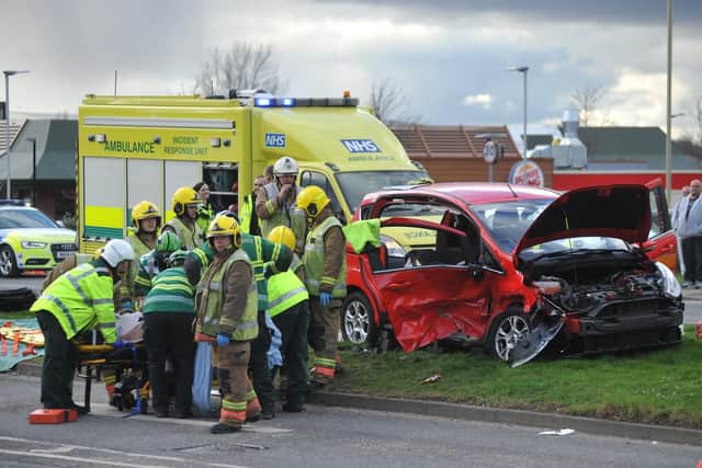 Emergency services on scene of a crash in South Shields.