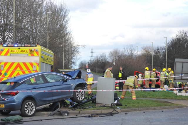 Emergency services on scene of a crash in South Shields.