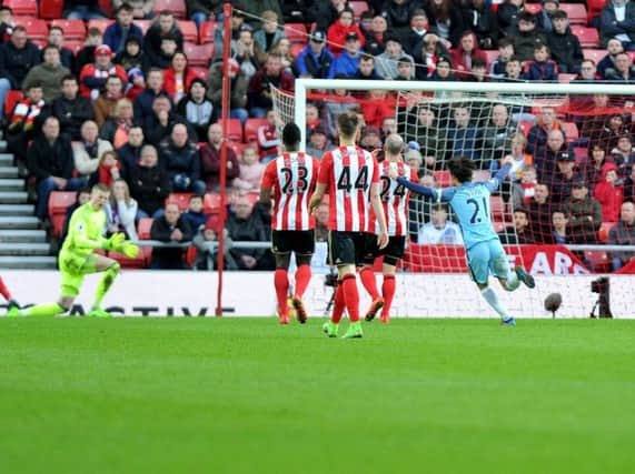 David Silva celebrates after Sane made it 2-0