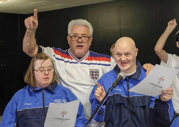Kevin Keegan joins athletes from the Special Olympics Northern region team, who have recorded the song 'This Time, We'll Get it Right' with the England legend, which will be played as they enter Sheffield United's Bramall Lane stadium for the opening ceremony.