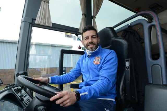 Julio Arca at the wheel as South Shields FC set off for Coleshill ahead of tomorrow's FA Vase semi-final.