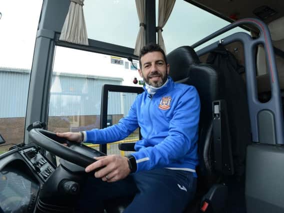 Julio Arca at the wheel as South Shields FC set off for Coleshill ahead of tomorrow's FA Vase semi-final.