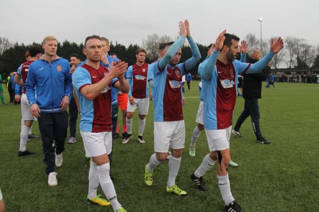 South Shields' players show their appreciation for the fans on Saturday. Image by Peter Talbot.