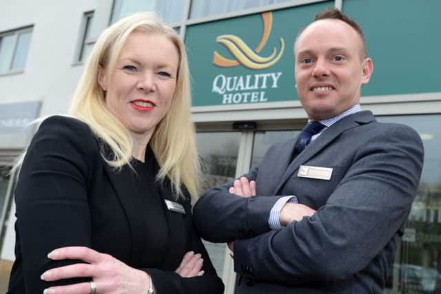 Quality Hotel Boldon.
general manager Nicole Vanzie and business development manager Carl Wilkinson