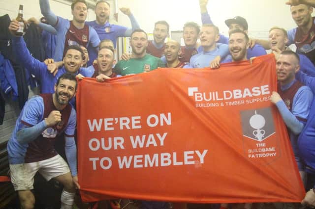 South Shields celebrate qualifying for the final of the FA Vase. Image by Peter Talbot.