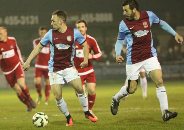David Foley and Julio Arca in control for South Shields last night. Picture by Peter Talbot.