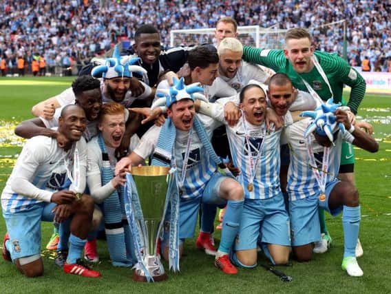 Coventry celebrate winning the Checkatrade Trophy