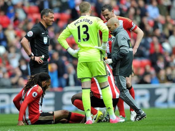 Jason Denayer went off injured in the 2-0 defeat to Swansea City. Picture by Frank Reid.