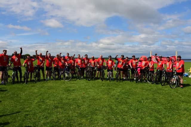 Gavin Calvert and friends, who completeed the Coast to Coast cycle ride in memory of Lisa Kelly.