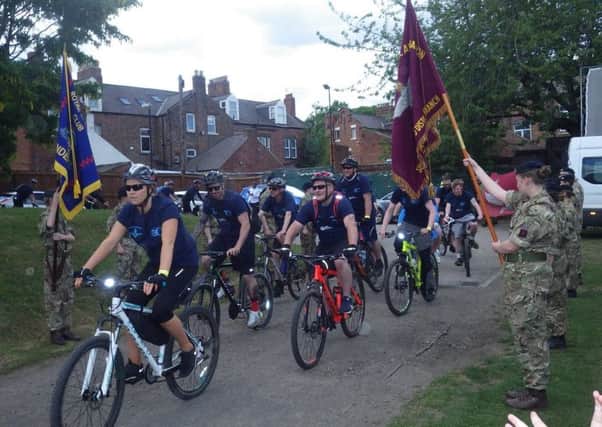 Hebburn cadets support the riders on bike ride to honour Nathan Cuthbertson.