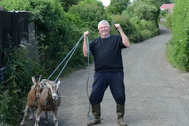 Fred Rylance has been reunited with his goats Gypsie and Lottie (L)