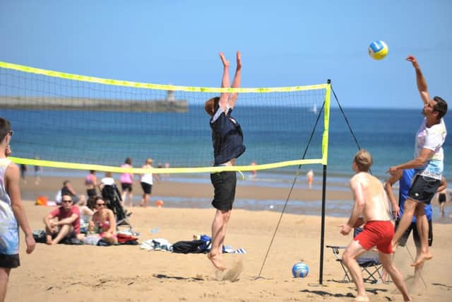 Beach volleyball event at Sandhaven Beach, South Shields.