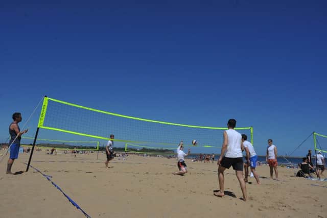Beach volleyball at Sandhaven Beach, South Shields.