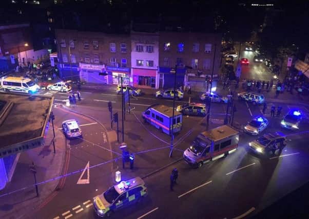 The scene of the attack near Finsbury Park mosque.