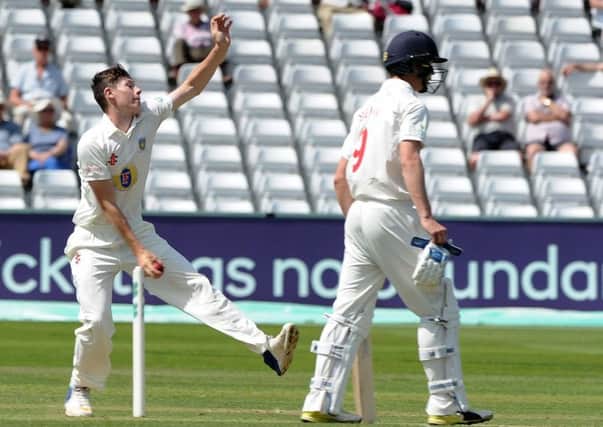 Matty Potts in action for Durham today.