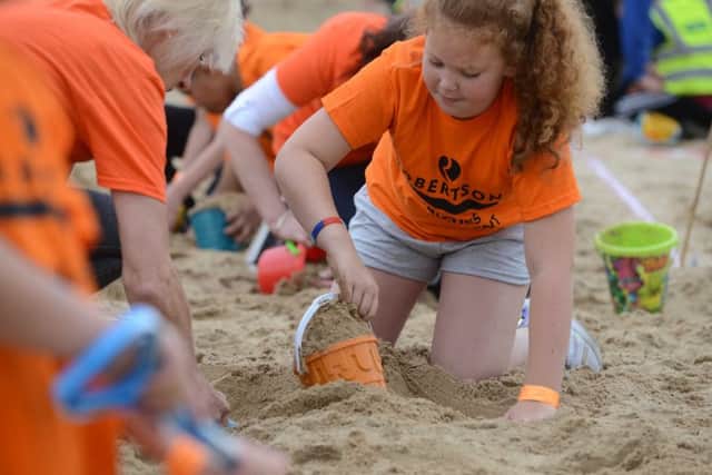 Annual Sandhaven Beach sandcastle competition.