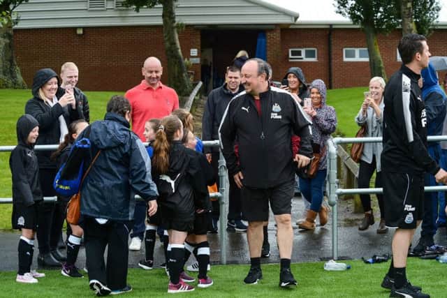 Rafa Benitez enjoys the Foundation 1892 Cup at the Newcastle United Academy. Photo by Serena Taylor/Newcastle United