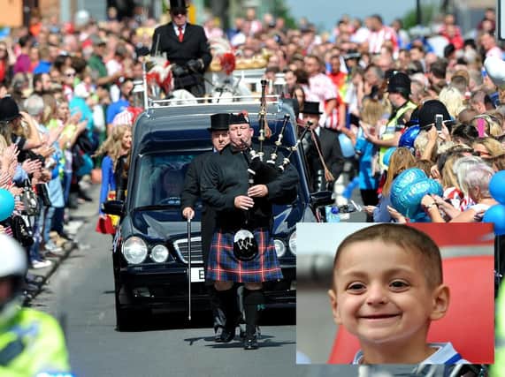 Thousands arrived in Blackhall today for Bradley Lowery's funeral.