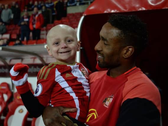 The friendship between Bradley Lowery and Jermain Defoe touched hearts across the world. Picture: PA.