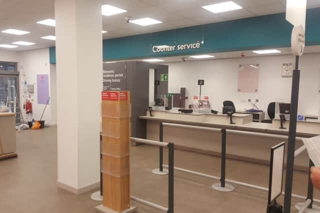 One of the counters at the new Post Office