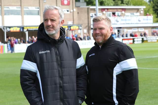 South Shields joint managers Lee Picton and Graham Fenton. Image by Peter Talbot.