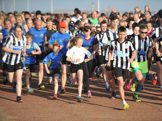 Many of the participants in the South Shields Parkrun wore black and white in memory of Mark Wood.