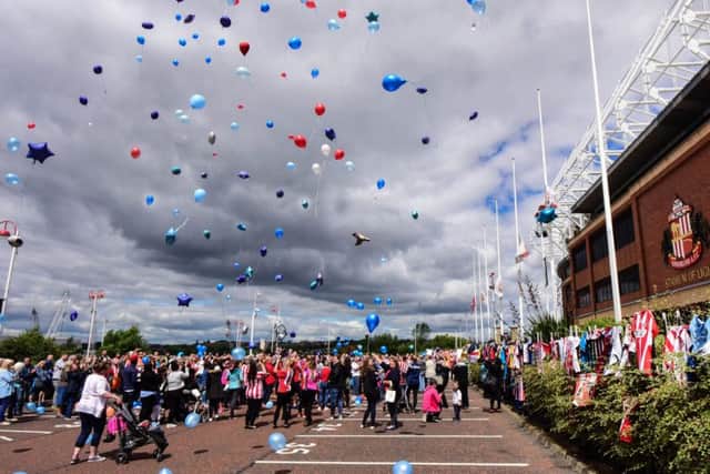 Balloon release at the Stadium of Light in memo of Bradley Lowery.