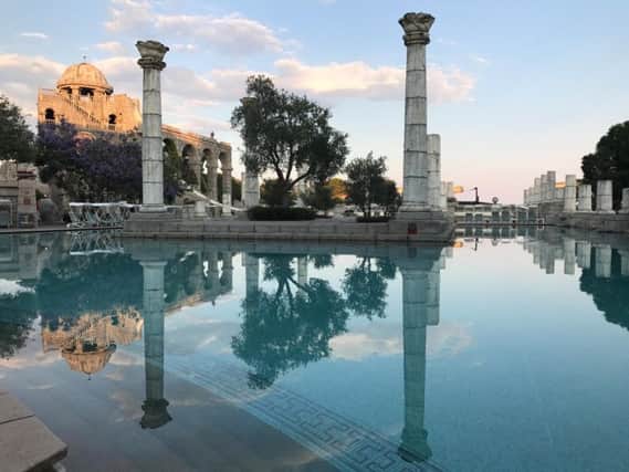 The pool to Xanadu Resort, in Belek, Antalya, reflects the regions ancient history.