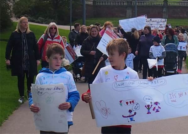 The mini march took place in South Shields on Saturday.