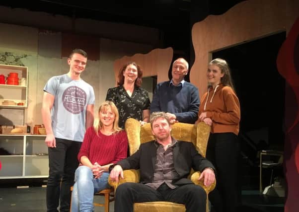 The cast of new show 'All Together Like the Folks of Shields' by The Westovians Theatre Society.
 (L-R) is Declan Marshall, Viv Wiggins, John Errington, Katie Stubbs.
Front is David Beston and Tracy Office.


Katie Stubbs