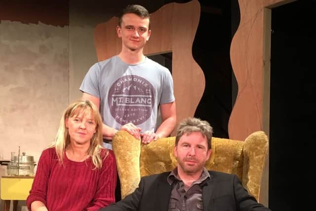 The cast of new show 'All Together Like the Folks of Shields.
David Beston and Tracy Office with Declan Marshall.