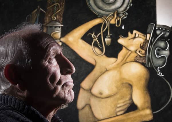 Artist Robert Olley is pictured with his work The Last Drop, 2007, Oil on canvas.  His work will be on display during at the Mining Art Gallery in Bishop Auckland, County Durham.