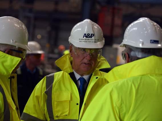Defence Secretary Sir Michael Fallon on visit to A&P Tyne