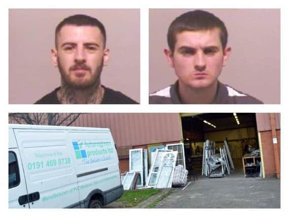Ben Laidlow, top left, and brother Sam Laidlow, right, launched a vicious attack at Future Green, in Hebburn.