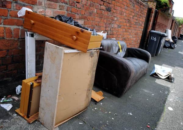 Fly tipping at the rear of Marshall Wallis Road, South Shields