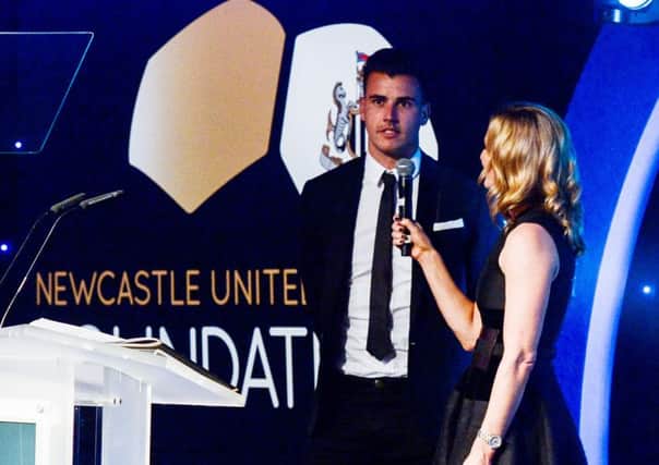 Karl Darlow with Gabby Logan at Newcastle United Foundation's 125 Years United dinner. Picture by NUFC/Serena Taylor.