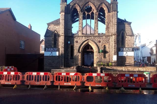 The damage to Jarrow Auction Rooms on Bede Burn Road in Jarrow.
