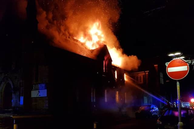 The Jarrow Auction Rooms on Bede BurnRoad in Jarrow was well alight in the early hours.